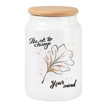 Thoughts Petal - Cookie Jar with Wooden Lid - white - Front