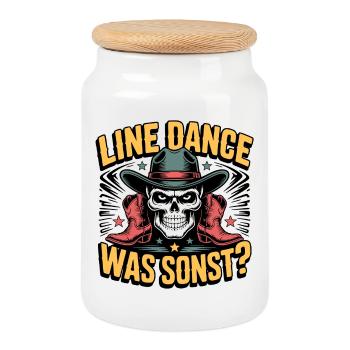 Line Dance Skeleton Western Shirt - Cookie Jar with Wooden Lid - white - Front
