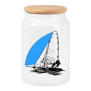 49er Dériveur à voile Régate de voilier Voile Sports de voile - Boîte à biscuits avec couvercle en bois - blanc - Devant