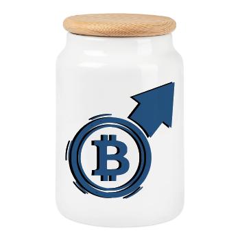 Bitcoin Bull Run Arrow To The Moon - Cookie Jar with Wooden Lid - white - Front