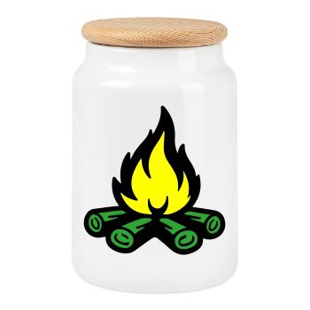 Flamme symbolique du feu de camp - Boîte à biscuits avec couvercle en bois - blanc - Devant