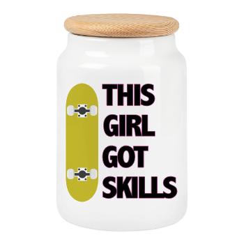 Cette fille a des compétences - Boîte à biscuits avec couvercle en bois - blanc - Devant