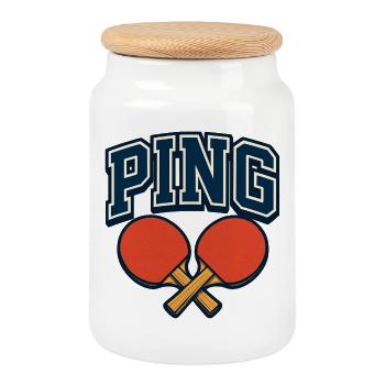 Ping Pong - Tennis de Table - Boîte à biscuits avec couvercle en bois - blanc - Devant