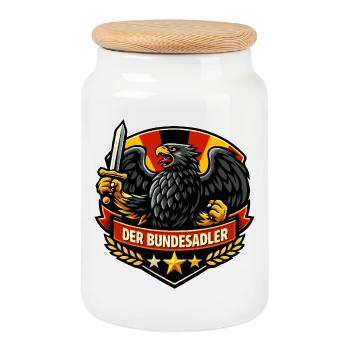Bundesadler Coat of Arms - Cookie Jar with Wooden Lid - white - Front