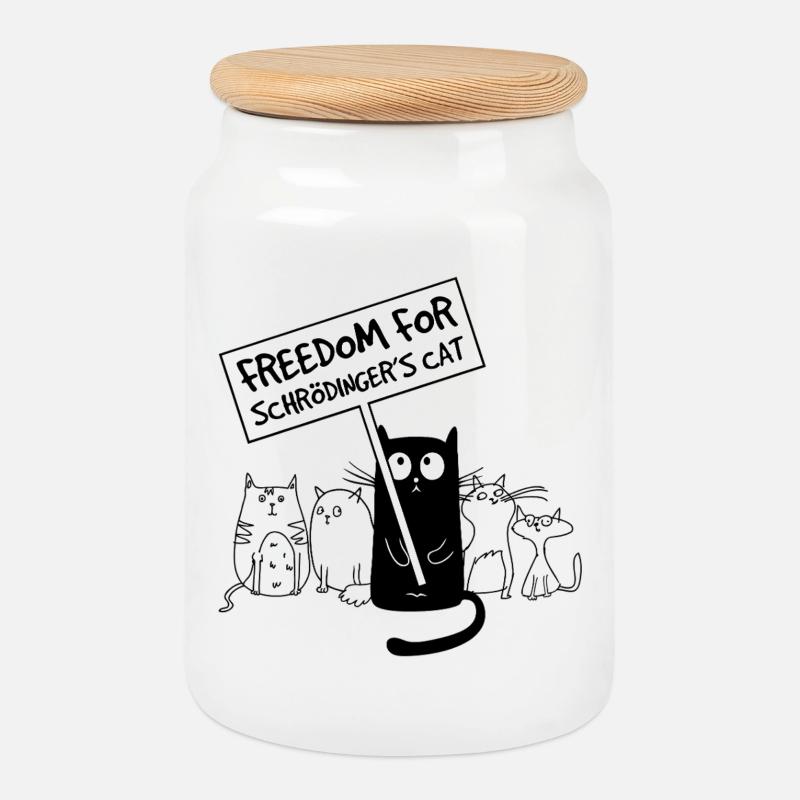 Freedom for Schrödinger Cat – Nerd Humor Shirt - Keksdose mit Holzdeckel - Weiß