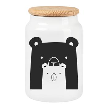 Idée cadeau Ours Polaire Ours Polaire Ours brun I - Boîte à biscuits avec couvercle en bois - blanc - Devant