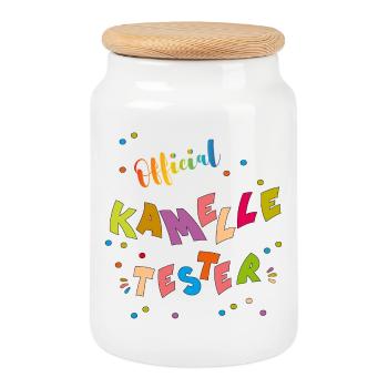 Kamelle Tester - Cookie Jar with Wooden Lid - white - Front