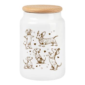 Teckel Teckel Chiens Teckels Teckel Chien teckel Teckel - Boîte à biscuits avec couvercle en bois - blanc - Devant