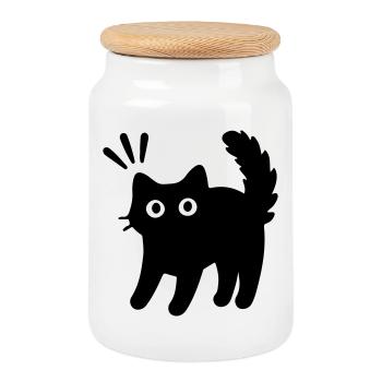 Chat Chat - Boîte à biscuits avec couvercle en bois - blanc - Devant