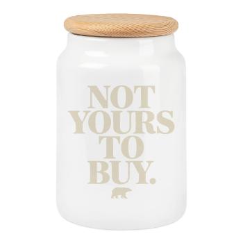 Not Yours To Buy - Greenland Protest text - Cookie Jar with Wooden Lid - white - Front