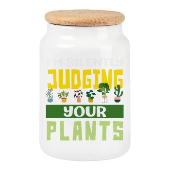 amant des plantes, qui parle tacitement de ses - Boîte à biscuits avec couvercle en bois - blanc - Devant