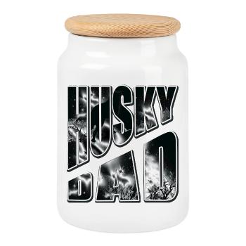Husky Dad Nebelstern - Keksdose mit Holzdeckel - Weiß - Vorne