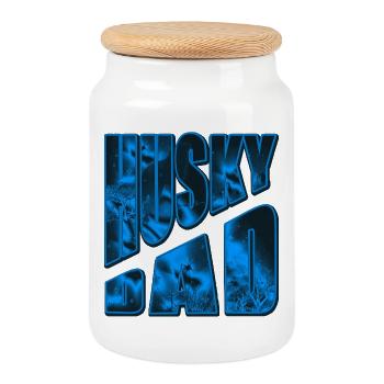 Husky Bad Neon Eisdesign - Boîte à biscuits avec couvercle en bois - blanc - Devant