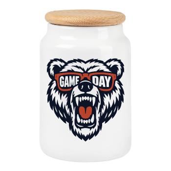 Bear Football Game Day Fan Wildtier-Humor - Keksdose mit Holzdeckel - Weiß - Vorne