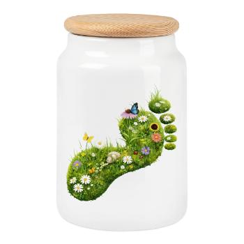 Empreinte verte des fleurs et de la nature - Boîte à biscuits avec couvercle en bois - blanc - Devant