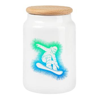 Snowboard Snowboarder Snowboarding - Keksdose mit Holzdeckel - Weiß - Vorne