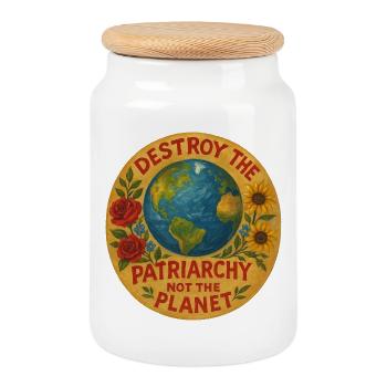 Planet Uprising for Equality - Cookie Jar with Wooden Lid - white - Front