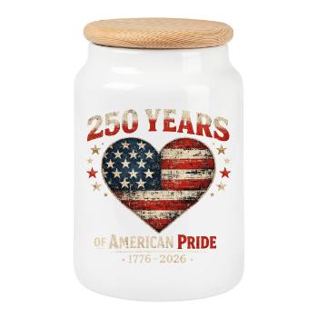 250 Jahre Amerika-Jubiläum Pride Heart Flagge - Keksdose mit Holzdeckel - Weiß - Vorne