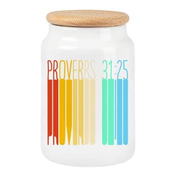Chapter 31 Bible Proverb Jesus Christ Bible Verse - Cookie Jar with Wooden Lid - white - Front