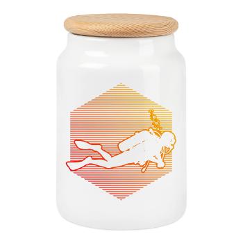 Diving artwork for your outfit - Cookie Jar with Wooden Lid - white - Front