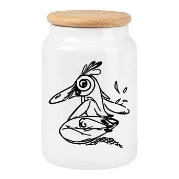 Surfing Penguin - Boîte à biscuits avec couvercle en bois - blanc - Devant