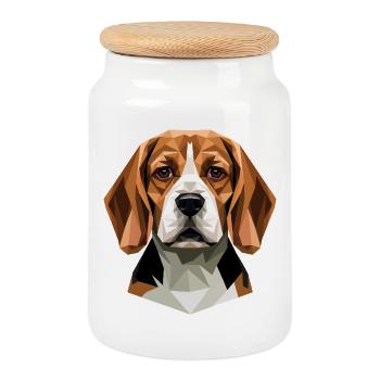 Beagle Chiot Beagles Mignon Chien Beagle anglais - Boîte à biscuits avec couvercle en bois - blanc - Devant