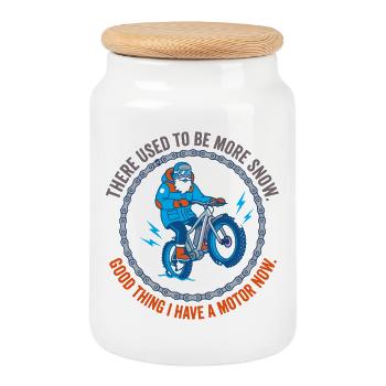 There used to be more snow - Cookie Jar with Wooden Lid - white - Front