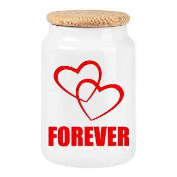 FOREVER – Heart Design for Couples & True Love - Keksdose mit Holzdeckel - Weiß - Vorne