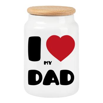 I love my dad - Cookie Jar with Wooden Lid - white - Front