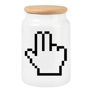 Maushand 2 Finger - Keksdose mit Holzdeckel - Weiß - Vorne