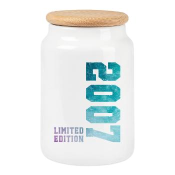 2007 Limited Edition 19 Jahre Jubiläum - Keksdose mit Holzdeckel - Weiß - Vorne