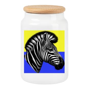 zèbre - Boîte à biscuits avec couvercle en bois - blanc - Devant