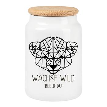 wachse wild. Bleib Du - Keksdose mit Holzdeckel - Weiß - Vorne