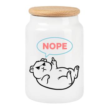 Cavie : Non, plan coloré - Boîte à biscuits avec couvercle en bois - blanc - Devant