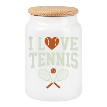 Tennis shirt, I Love Tennis Hoodie, Shorts - Keksdose mit Holzdeckel - Weiß - Vorne
