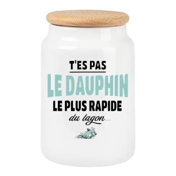 T’es pas le dauphin le plus rapide du lagon - Boîte à biscuits avec couvercle en bois - blanc - Devant