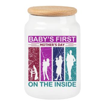 Das erste Muttertagsshirt des Babys Innendesign - Keksdose mit Holzdeckel - Weiß - Vorne