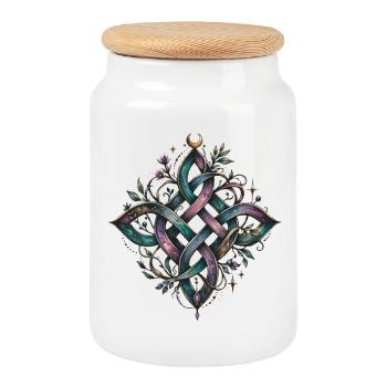 Witch's Knot - Cookie Jar with Wooden Lid - white - Front
