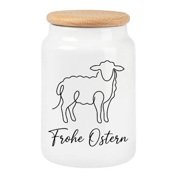 Frohe Ostern, Süßes Lämmchen Shirt, hoodie, tasche - Keksdose mit Holzdeckel - Weiß - Vorne