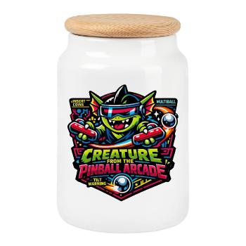 Creature from the Pinball Arcade Monster Retro  - Keksdose mit Holzdeckel - Weiß - Vorne
