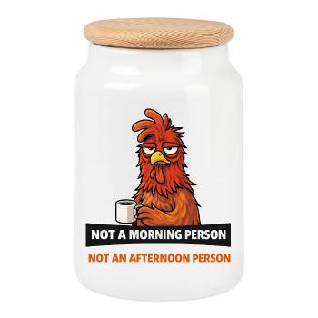 Grognon Pas du matin - Boîte à biscuits avec couvercle en bois - blanc - Devant