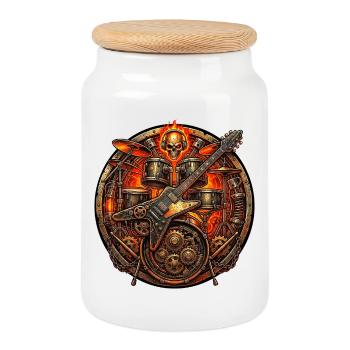Rock Rocker Heavy Metal - Keksdose mit Holzdeckel - Weiß - Vorne