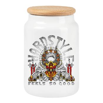 HARDSTYLE feels so good - colors - Cookie Jar with Wooden Lid - white - Front