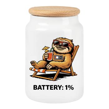 Sunny Sloth Cocktail Chill - Keksdose mit Holzdeckel - Weiß - Vorne