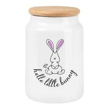 Little Bunny Pink - Keksdose mit Holzdeckel - Weiß - Vorne