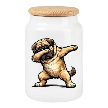Mastiff en forme de dab - Boîte à biscuits avec couvercle en bois - blanc - Devant