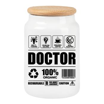 Définition Docteur Humour - Profession Santé - Boîte à biscuits avec couvercle en bois - blanc - Devant