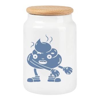 Funny poop pile dancing - Cookie Jar with Wooden Lid - white - Front