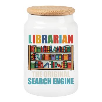 Librarian Book Reading Library Bookaholic Read - Cookie Jar with Wooden Lid - white - Front