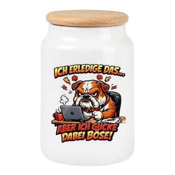 Ich mach das aber ich gucke dabei böse - Keksdose mit Holzdeckel - Weiß - Vorne
